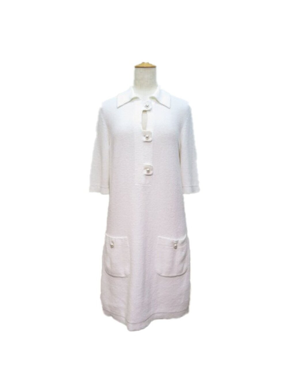 Chanel Pile Dress Ivory Cotton Polyamide 34